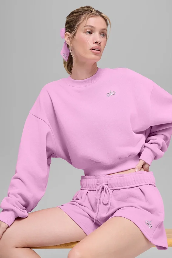 Kort Accolade-genser med rund hals – Candy Heart-rosa