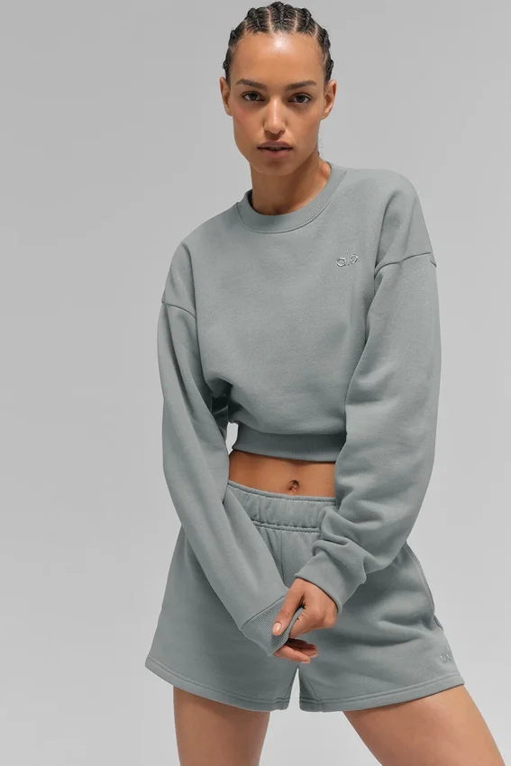 Kort Accolade-genser med rund hals – Lunar Grey
