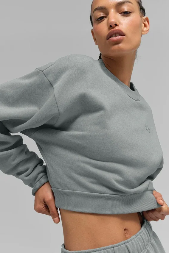 Kort Accolade-genser med rund hals – Lunar Grey