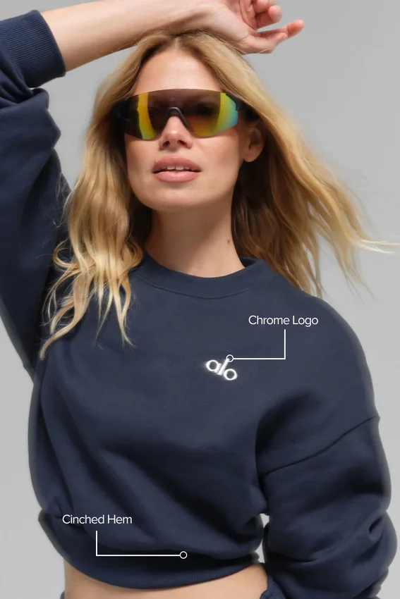 Kort Accolade-genser med rund hals – Navy