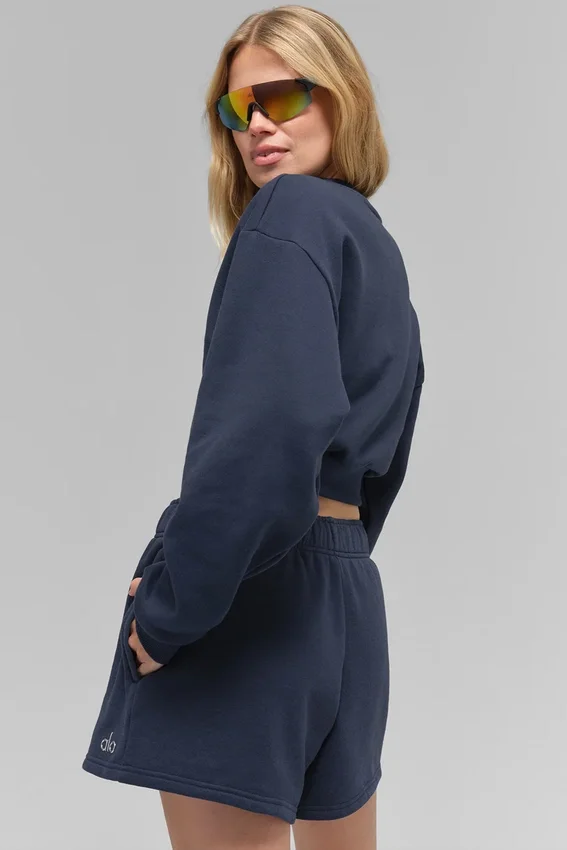 Kort Accolade-genser med rund hals – Navy