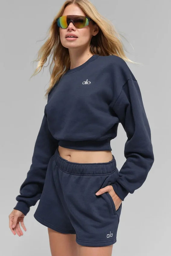 Kort Accolade-genser med rund hals – Navy