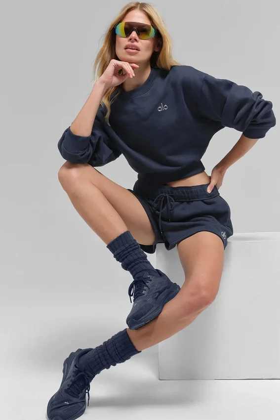 Kort Accolade-genser med rund hals – Navy