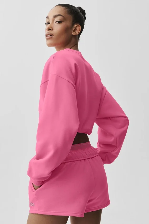 Kort Accolade-trøye med rund hals – Paradise Pink