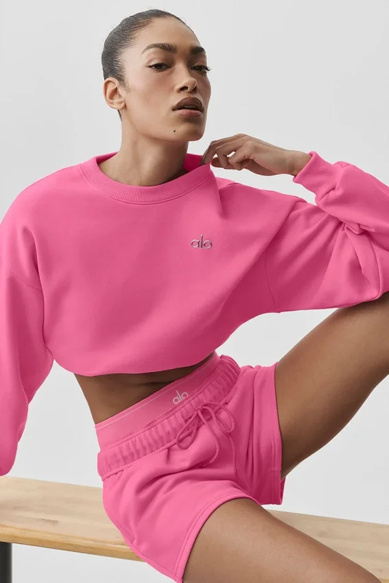 Kort Accolade-trøye med rund hals – Paradise Pink