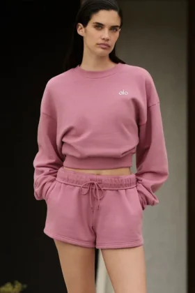 Kort Accolade-trøye med rund hals – Pink Wild Rose
