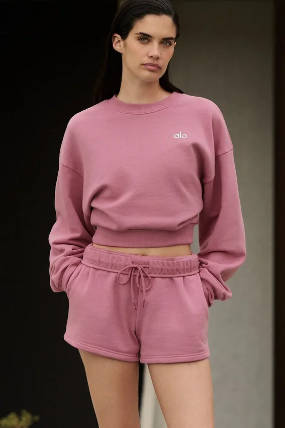 Kort Accolade-trøye med rund hals – Pink Wild Rose