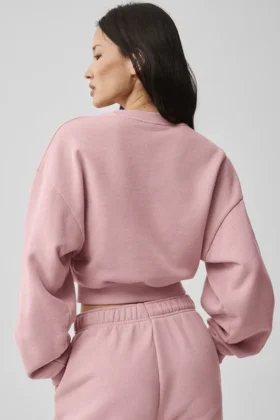 Kort Accolade-trøye med rund hals – Vintage Pink
