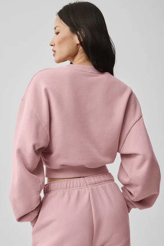 Kort Accolade-trøye med rund hals – Vintage Pink