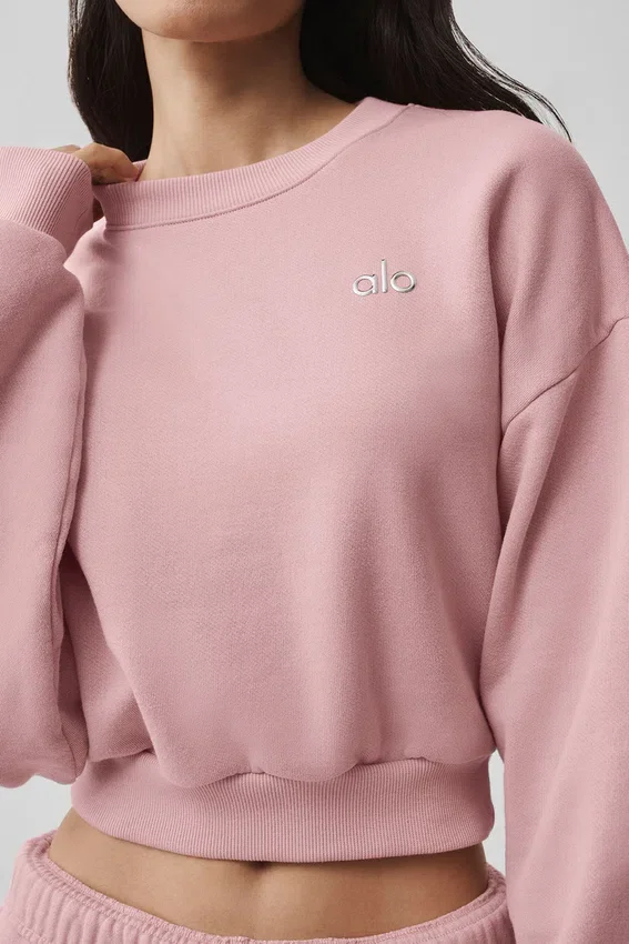 Kort Accolade-trøye med rund hals – Vintage Pink