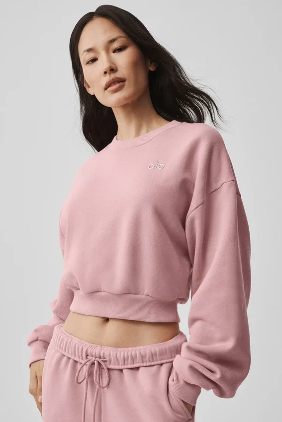 Kort Accolade-trøye med rund hals – Vintage Pink
