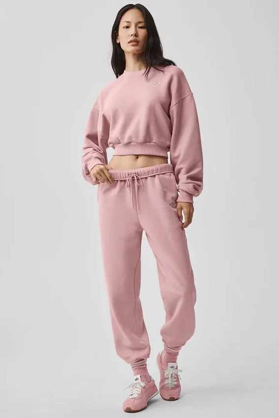 Kort Accolade-trøye med rund hals – Vintage Pink