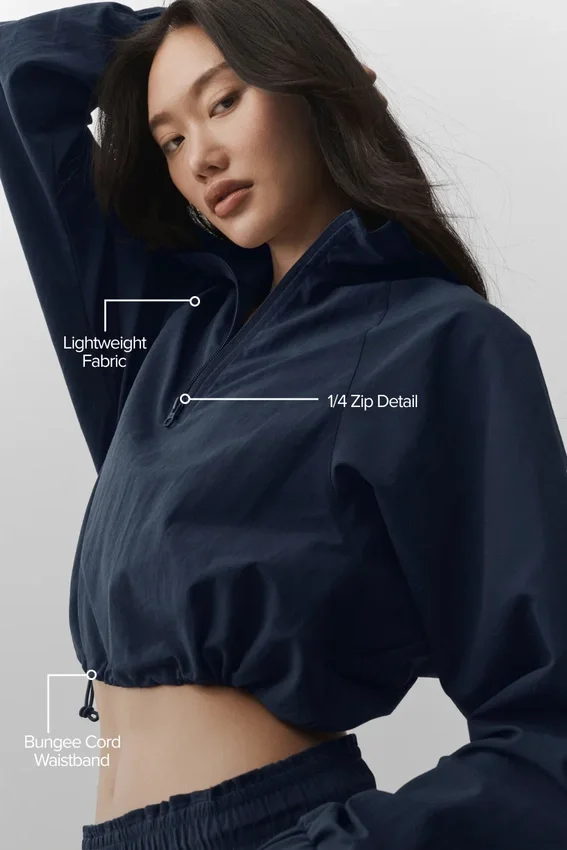 Kort Alumni-genser med 1/4 glidelås – marineblå