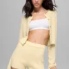 Kort cardigan i ull og kashmir fra New Class – Candlelight Yellow