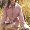 Kort «Fan Favorite»-jakke med glidelås hele veien – Vintage Pink
