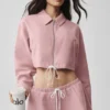 Kort «Fan Favorite»-jakke med glidelås hele veien – Vintage Pink
