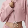 Kort «Fan Favorite»-jakke med glidelås hele veien – Vintage Pink