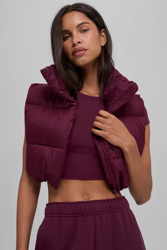 Kort Gold Rush-puffervest – burgunder
