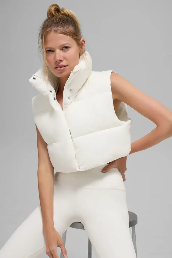 Kort Gold Rush-puffervest – elfenben