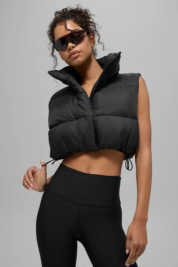 Kort Gold Rush-puffervest – svart