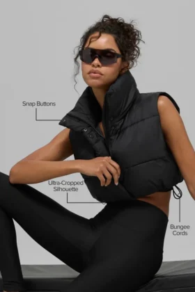 Kort Gold Rush-puffervest – svart