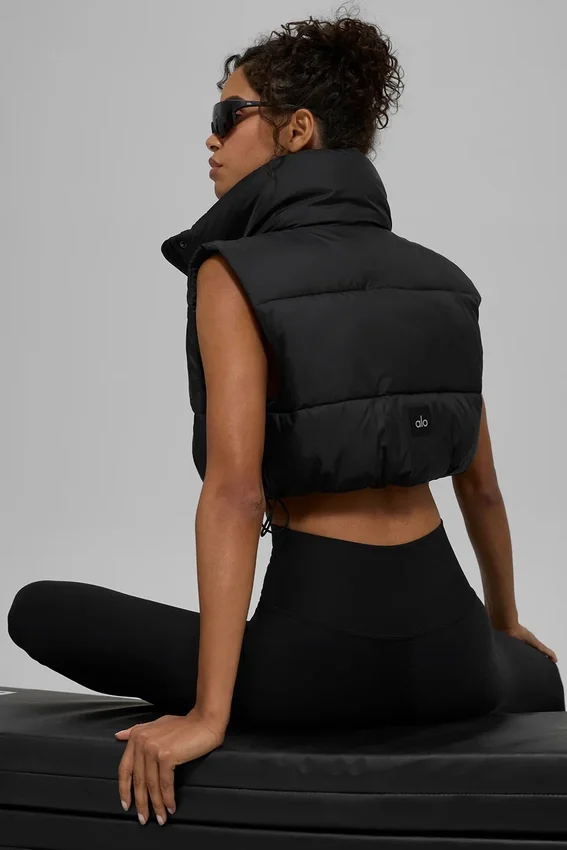 Kort Gold Rush-puffervest – svart