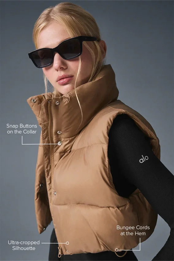 Kort Gold Rush-puffervest – Toasted Almond