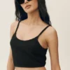 Kort Heat Wave-tanktop i silke og kashmir – svart