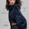 Kort Mountain Side-jakke i ribbet velour – Navy