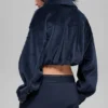 Kort Mountain Side-jakke i ribbet velour – Navy