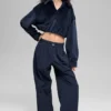 Kort Mountain Side-jakke i ribbet velour – Navy