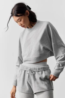 Kort Sway-genser med rund hals – Athletic Heather Grey