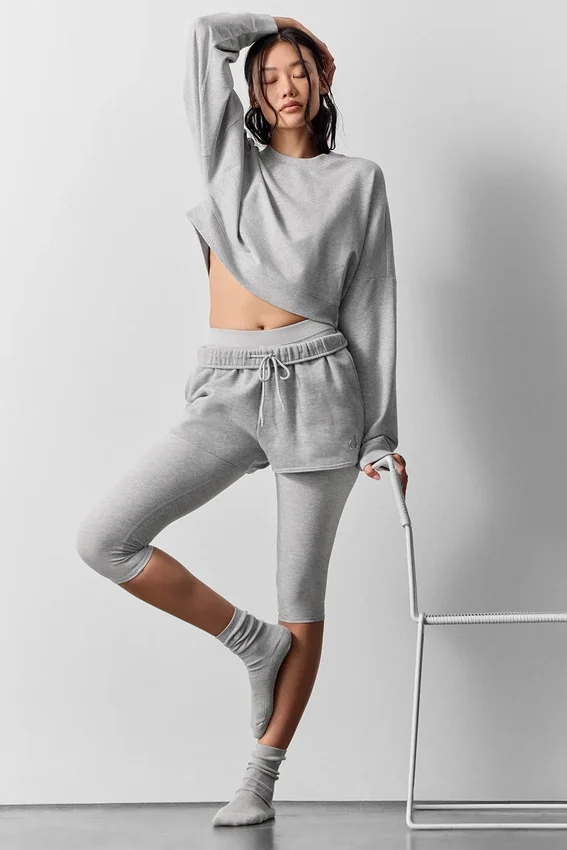 Kort Sway-genser med rund hals – Athletic Heather Grey