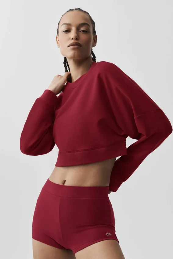 Kort Sway-genser med rund hals – Summer Romance Red