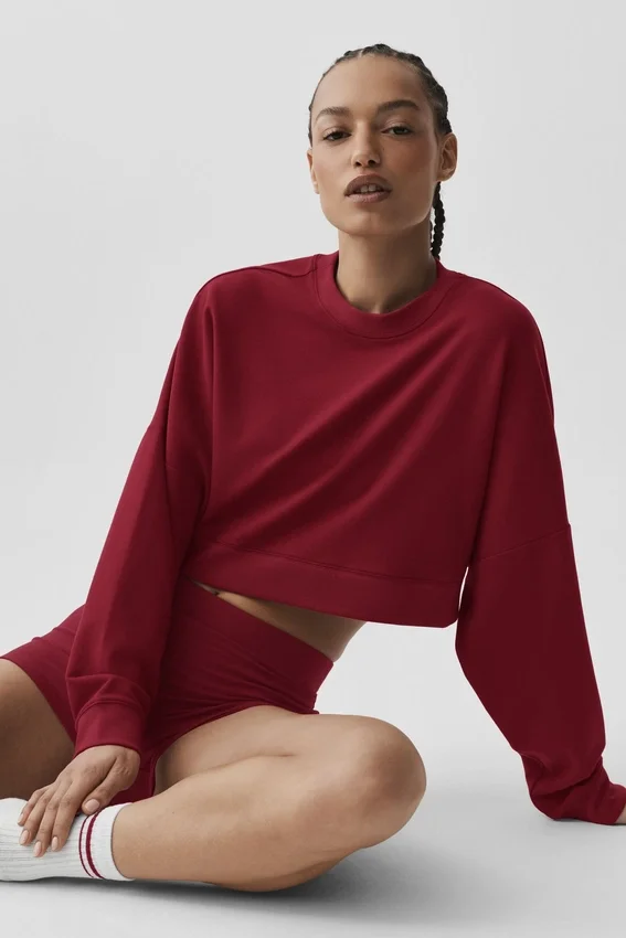 Kort Sway-genser med rund hals – Summer Romance Red