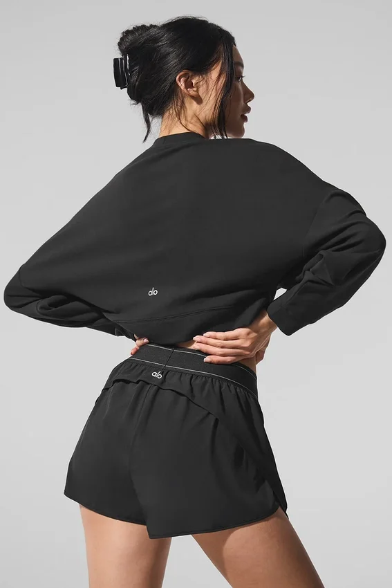 Kort Sway-genser med rund hals – svart