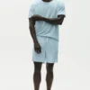 Kortermet T-skjorte i linjersey – Seaside Blue