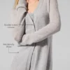 Lang kardigan i gjennomsiktig kashmir – Athletic Heather Grey