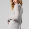Lang kardigan i gjennomsiktig kashmir – Athletic Heather Grey