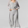 Lang kardigan i gjennomsiktig kashmir – Athletic Heather Grey
