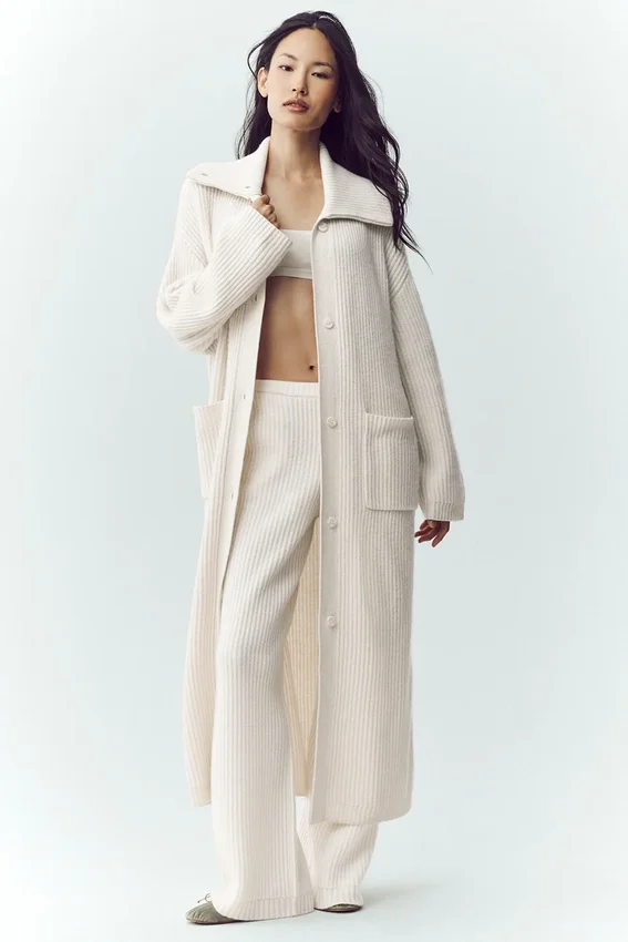 Lang kashmircardigan «Northstar» – elfenben
