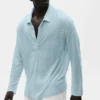 Langermet genser i linjersey «Coastal» – Seaside Blue