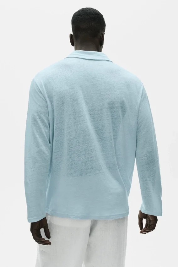 Langermet genser i linjersey «Coastal» – Seaside Blue