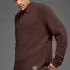 Langermet polo i strukturert strikk – Brownstone