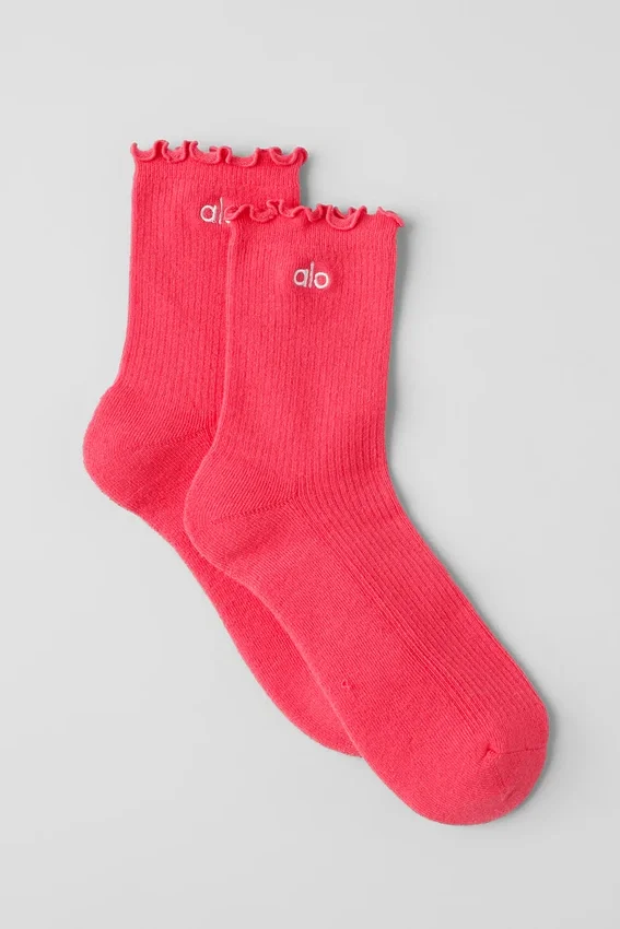 Lettuce Edge-sokker for kvinner – Candy Red