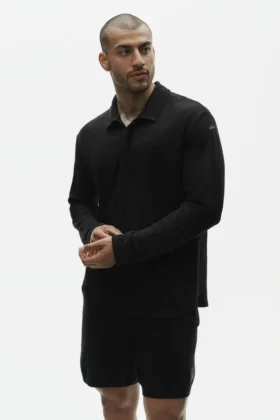 Lin-jersey Coastal langermet genser – svart