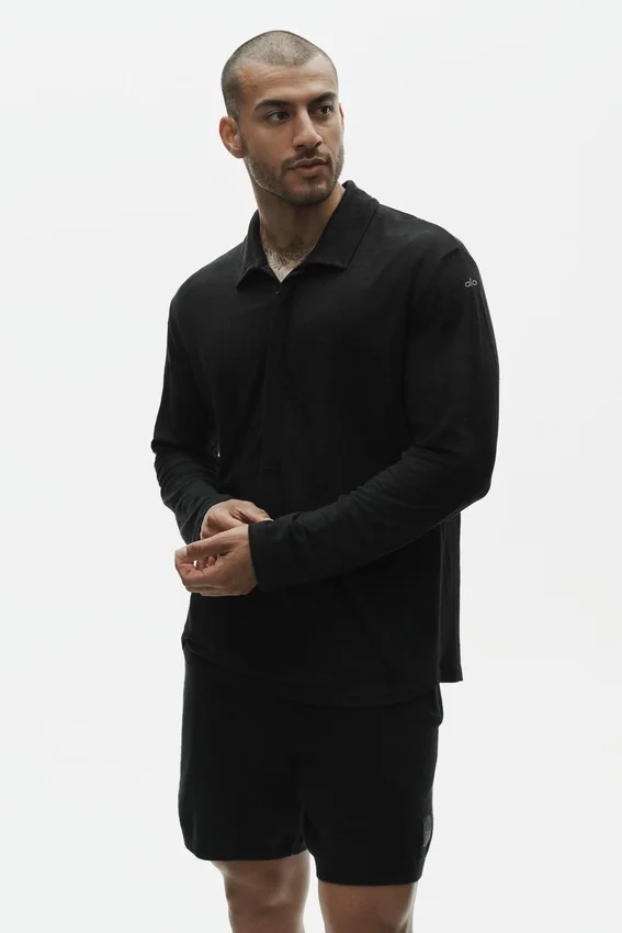 Lin-jersey Coastal langermet genser – svart