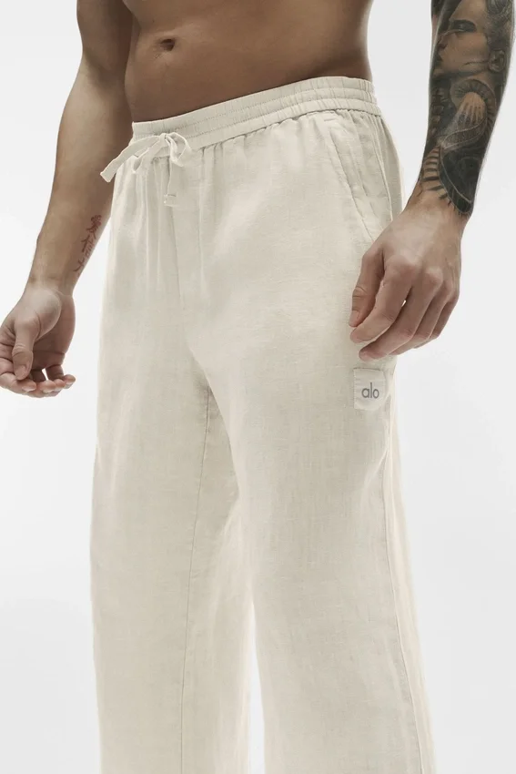Linen Days bukser med rette ben – benhvit