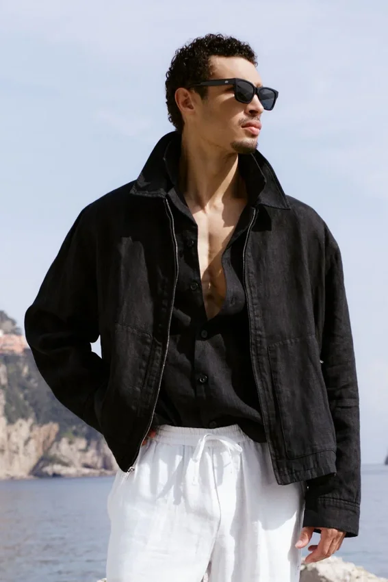 Linen Days Full Zip Jakke – Black