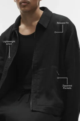 Linen Days Full Zip Jakke – Black